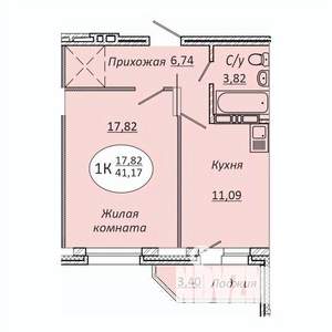 1-к квартира, вторичка, 41м2, 19/25 этаж