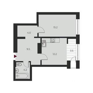 1-к квартира, вторичка, 49м2, 15/20 этаж