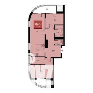 3-к квартира, строящийся дом, 73м2, 4/23 этаж