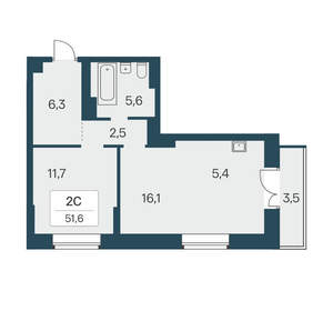 2-к квартира, вторичка, 52м2, 8/30 этаж