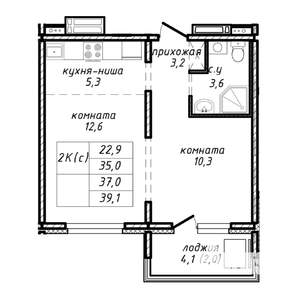 2-к квартира, вторичка, 37м2, 11/17 этаж