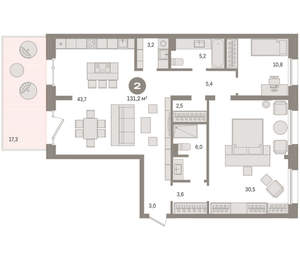 2-к квартира, вторичка, 131м2, 2/11 этаж