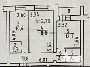 2-к квартира, вторичка, 60м2, 3/10 этаж