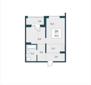 2-к квартира, вторичка, 43м2, 7/17 этаж