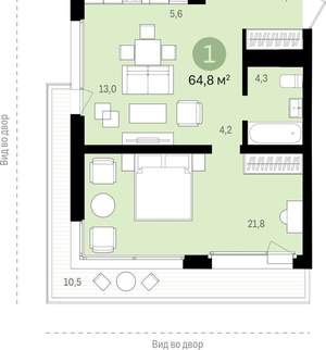 1-к квартира, вторичка, 65м2, 12/18 этаж