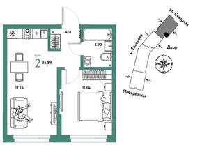 2-к квартира, вторичка, 37м2, 20/28 этаж