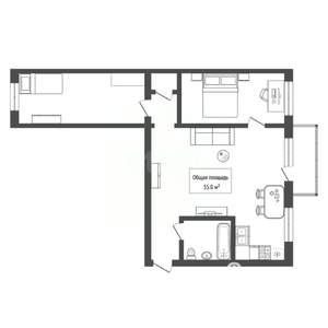 3-к квартира, вторичка, 55м2, 5/5 этаж