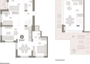 3-к квартира, вторичка, 172м2, 14/17 этаж
