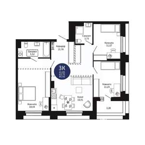 3-к квартира, вторичка, 85м2, 13/20 этаж