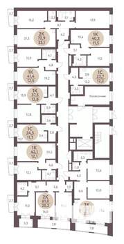 2-к квартира, вторичка, 61м2, 1/7 этаж