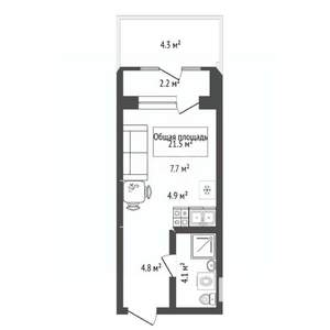 Студия квартира, вторичка, 22м2, 2/27 этаж