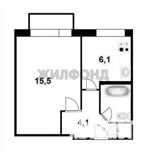 1-к квартира, вторичка, 29м2, 5/5 этаж