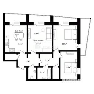 3-к квартира, вторичка, 108м2, 3/16 этаж