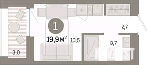 Студия квартира, вторичка, 20м2, 13/17 этаж