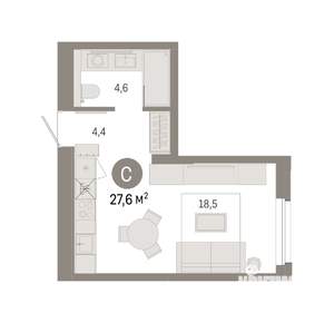 Студия квартира, вторичка, 28м2, 4/9 этаж