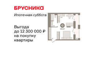 Студия квартира, вторичка, 45м2, 30/30 этаж