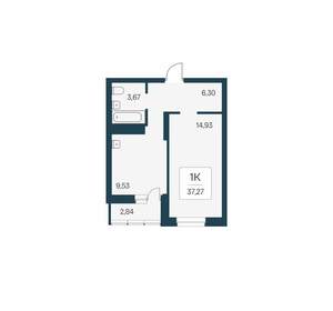 1-к квартира, вторичка, 37м2, 12/24 этаж