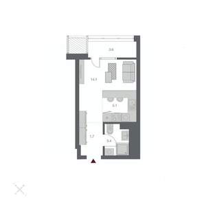 1-к квартира, строящийся дом, 28м2, 8/24 этаж