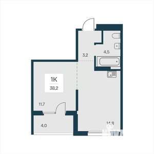 1-к квартира, вторичка, 38м2, 11/17 этаж