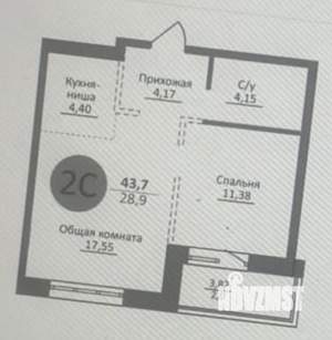 Студия квартира, вторичка, 44м2, 2/25 этаж