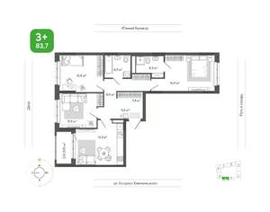 3-к квартира, вторичка, 84м2, 3/5 этаж