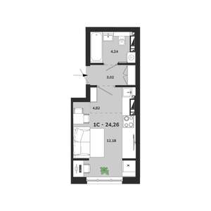1-к квартира, вторичка, 24м2, 24/25 этаж