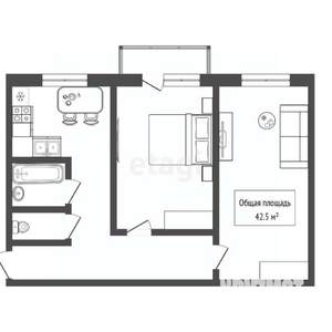 2-к квартира, вторичка, 43м2, 7/9 этаж