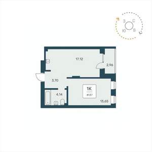 1-к квартира, вторичка, 42м2, 24/25 этаж