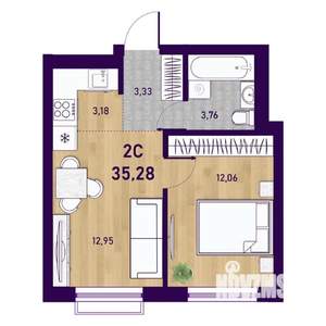 2-к квартира, вторичка, 35м2, 23/23 этаж