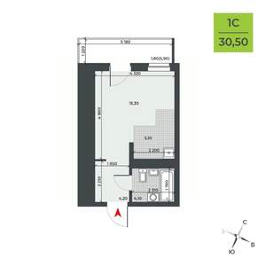 Студия квартира, вторичка, 31м2, 10/21 этаж