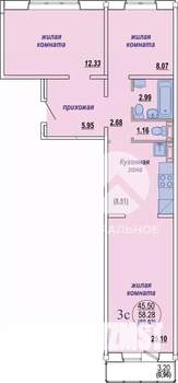 3-к квартира, вторичка, 59м2, 7/10 этаж