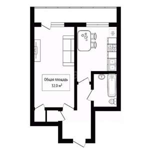 1-к квартира, вторичка, 32м2, 7/9 этаж