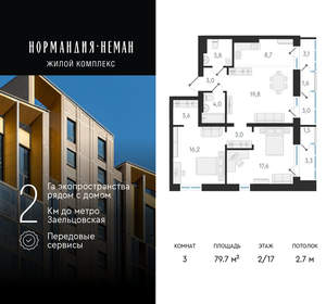3-к квартира, вторичка, 80м2, 2/18 этаж