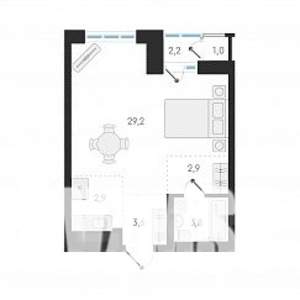 1-к квартира, вторичка, 42м2, 6/18 этаж