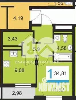 1-к квартира, вторичка, 35м2, 4/9 этаж