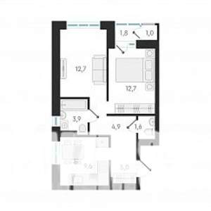 1-к квартира, вторичка, 50м2, 2/18 этаж