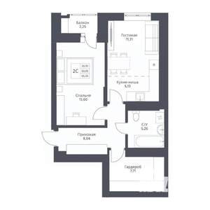 2-к квартира, вторичка, 55м2, 17/24 этаж