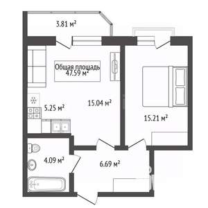 1-к квартира, вторичка, 48м2, 8/16 этаж