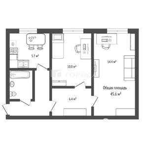 2-к квартира, вторичка, 46м2, 2/2 этаж