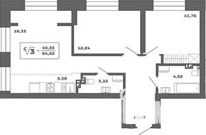 2-к квартира, вторичка, 64м2, 5/25 этаж