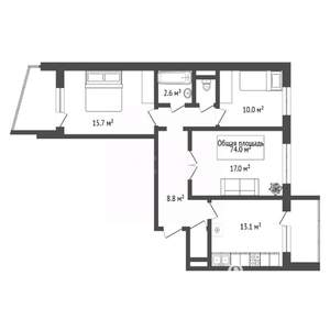 3-к квартира, вторичка, 74м2, 4/10 этаж
