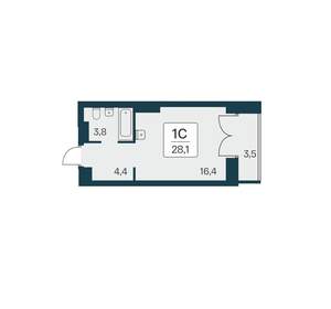 Студия квартира, вторичка, 28м2, 30/30 этаж