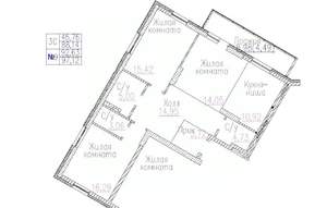3-к квартира, строящийся дом, 97м2, 6/24 этаж