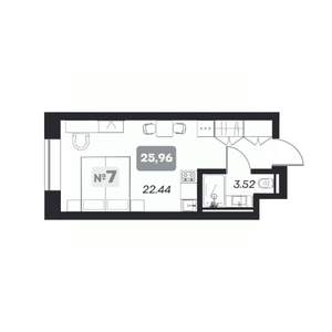 Студия квартира, вторичка, 26м2, 5/22 этаж