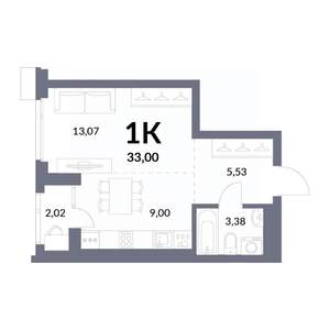1-к квартира, вторичка, 32м2, 25/30 этаж