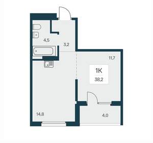 1-к квартира, вторичка, 38м2, 11/17 этаж