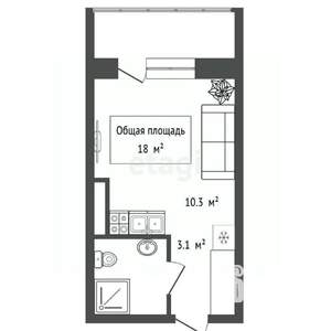 Студия квартира, вторичка, 18м2, 4/18 этаж