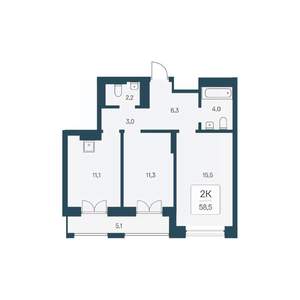 2-к квартира, вторичка, 59м2, 9/22 этаж