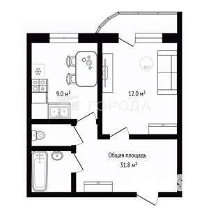 1-к квартира, вторичка, 32м2, 5/10 этаж