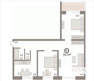 3-к квартира, вторичка, 54м2, 7/9 этаж